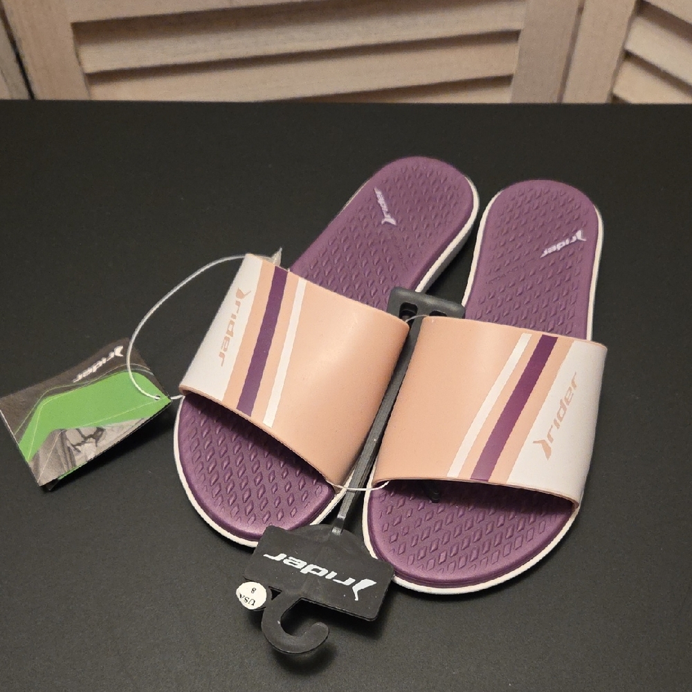 Riders by Lee Women's Purple and Cream Slide Sandals
